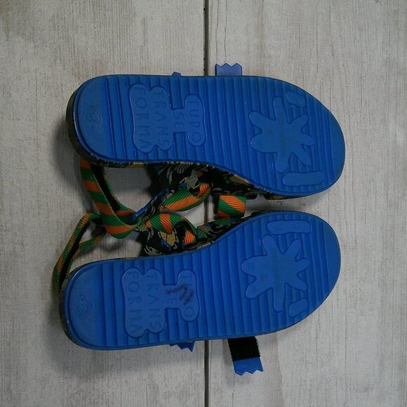 Mini Melissa Girl's Fabula Cage Pattern Grip-Strap Sandals, Blue Size 2 - Picture 6 of 10